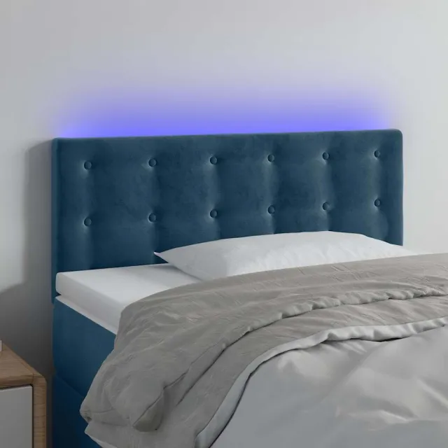 vidaXL Hoofdbord LED 80x5x78/88 cm fluweel donkerblauw