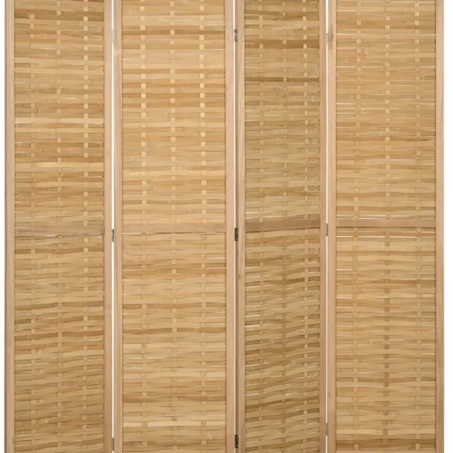 ZYLARO Scheidingswand - 4-delig - 160 x 170 cm - Opvouwbaar - Bamboe - Privacyscherm - Voor woonkamer en slaapkamer - Naturel natuurlijk hout