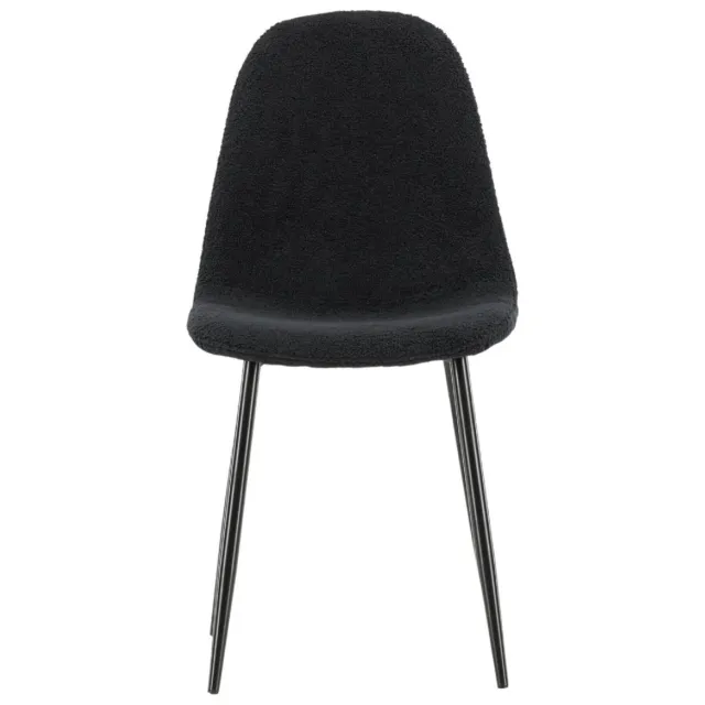 Nest of Nora Set van 2 - Nest of Nora Eetkamerstoelen - Teddy stof met stalen poten - Zwart