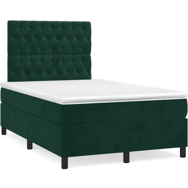 vidaXL Boxspring met matras fluweel donkergroen 120x190 cm groen