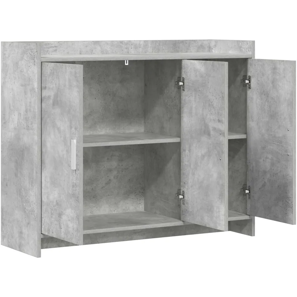 vidaXL Dressoir Betongrijs 98,5 x 33 x 80 cm Bewerkt hout grijs, foto 4