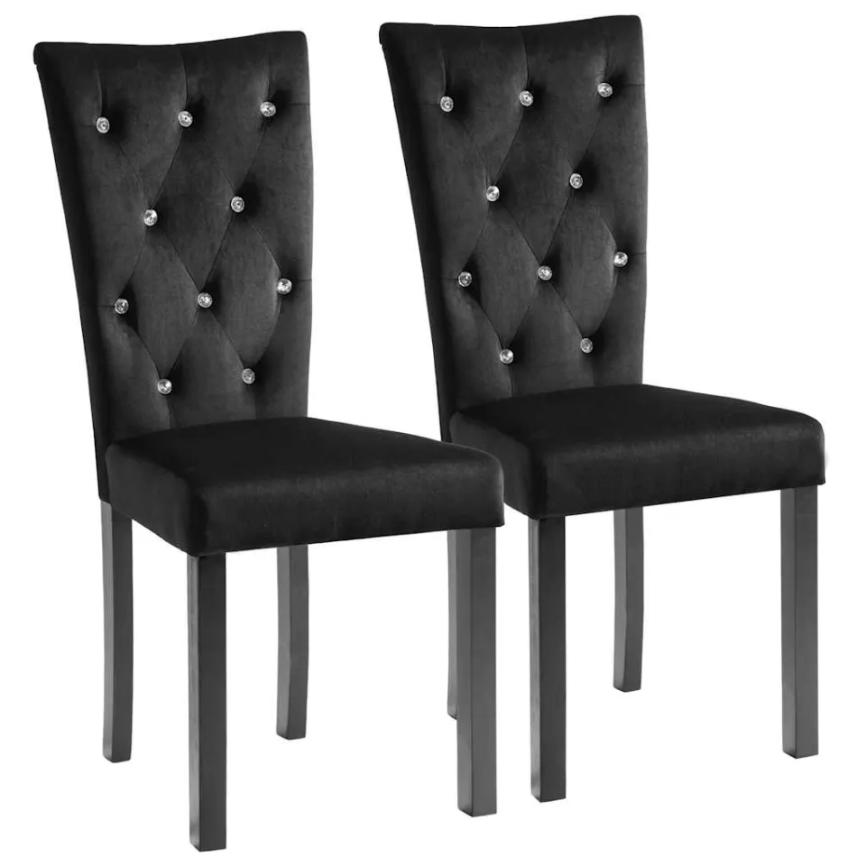 vidaXL Eetkamerstoelen 2 st fluweel zwart, foto 3