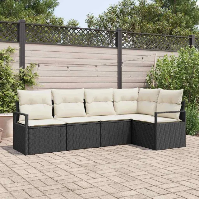 vidaXL Bankstel 5 st Zwart poly rattan, foto 2