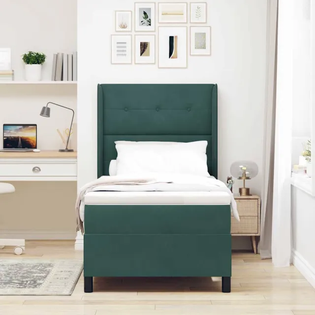 vidaXL Boxspringbed met hoofdeinde Donkergroen 90 x 190 cm Fluweel
