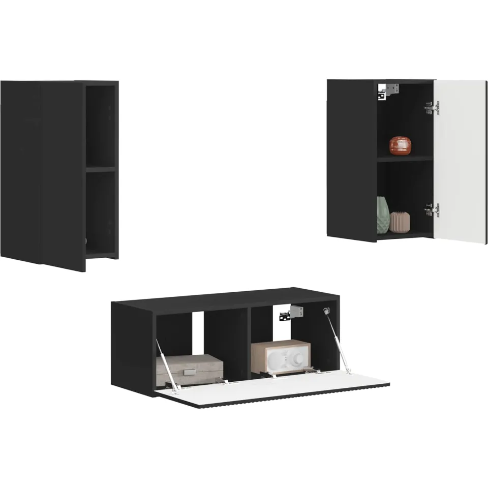 vidaXL Tv-meubelset 2 st 78,5 x 31 x 30 cm Zwart