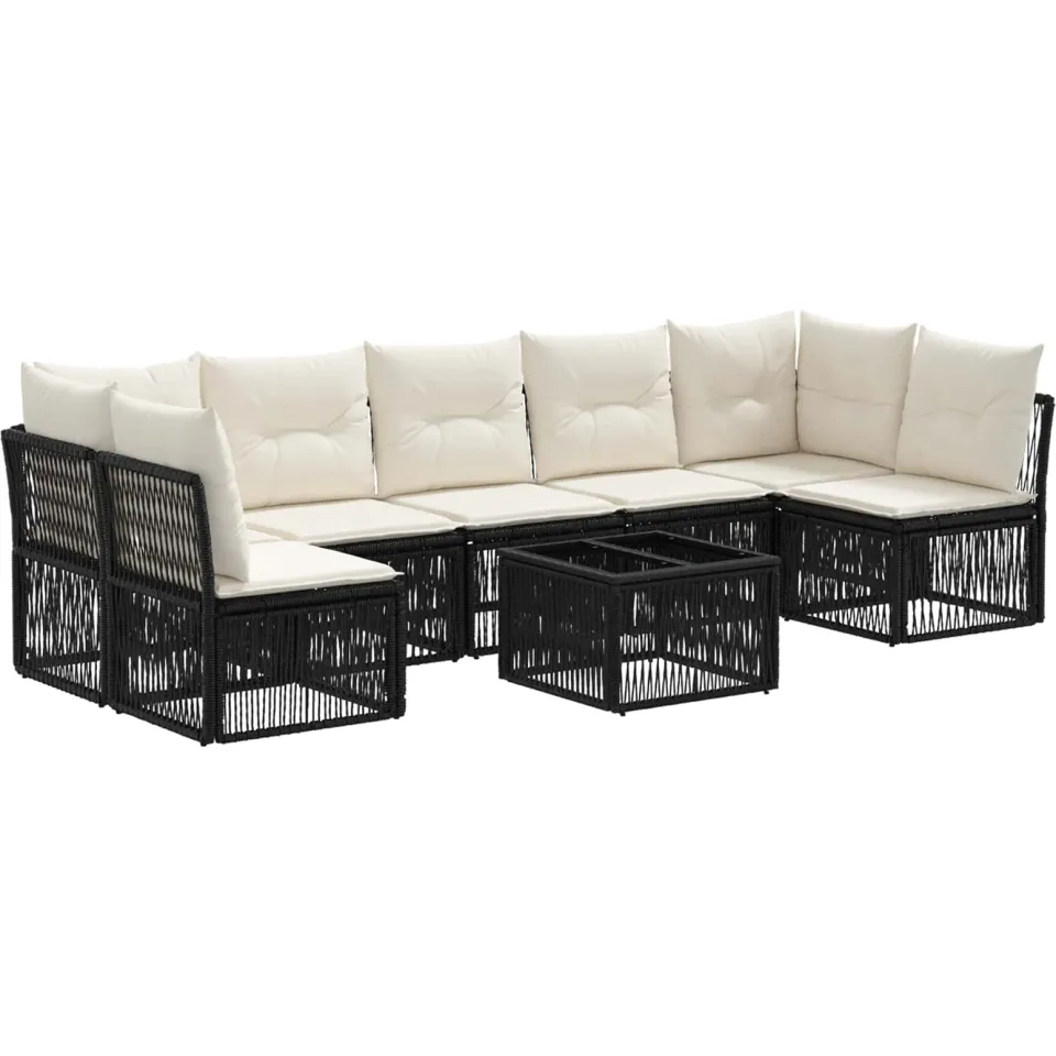 vidaXL Tuinbankenset 8 st Zwart poly rattan, foto 3