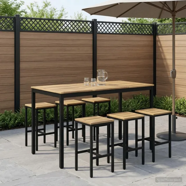 vidaXL Tuinbar Tafel NAARDEN Whitewash en zwart 141 x 80,5 x 105 cm, foto 2