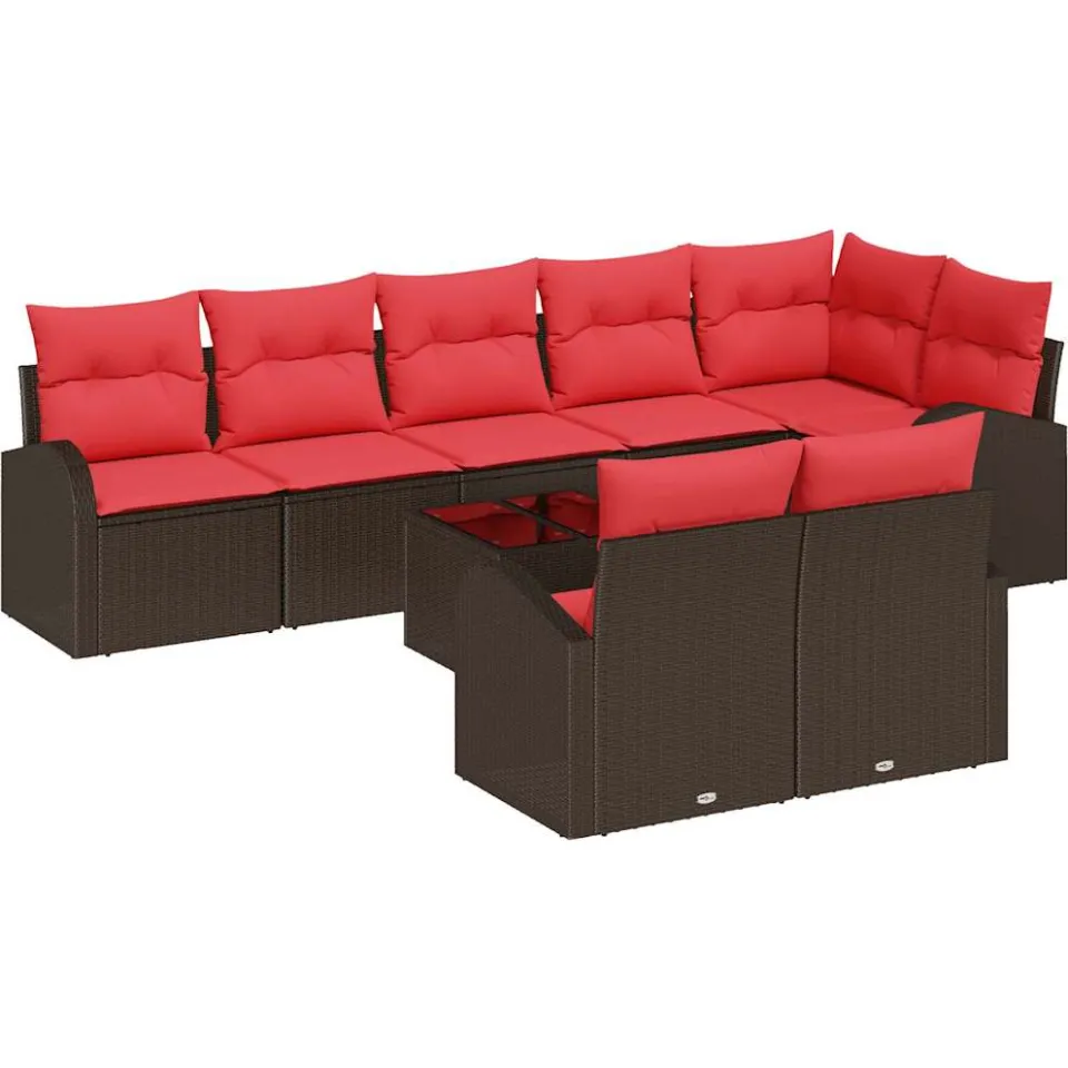 vidaXL Tuin Sofa Set 9 st Bruin poly rattan, foto 4