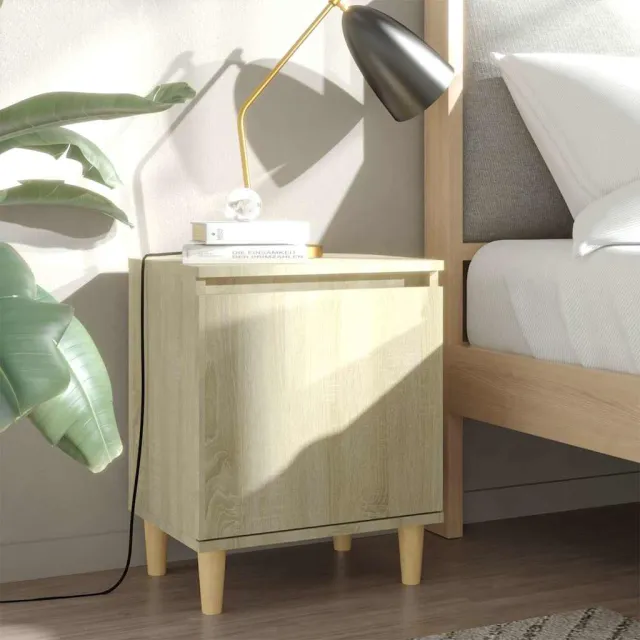 vidaXL Nachtkastje met houten poten 40x30x50 cm sonoma eikenkleurig, foto 2