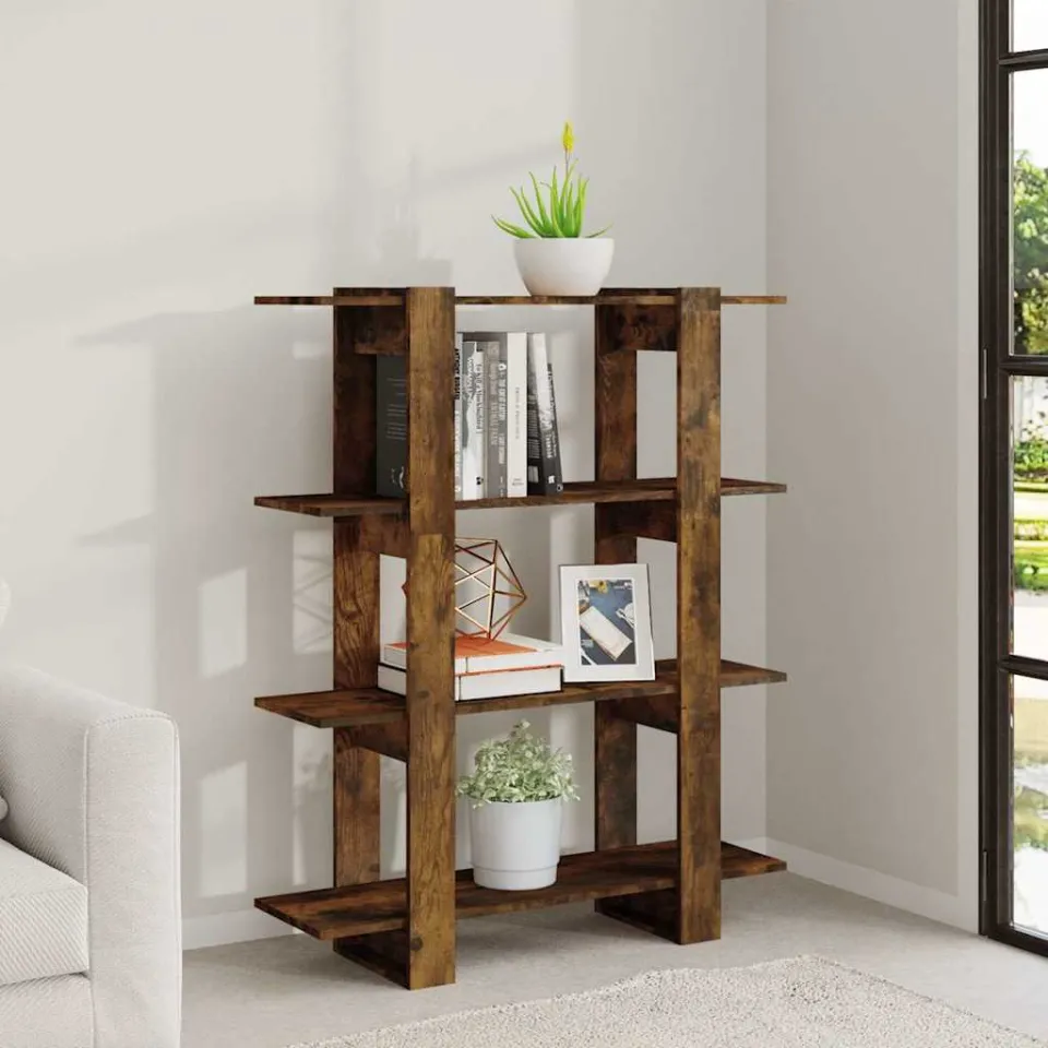 vidaXL Boekenkast/kamerscherm 100x30x123,5 cm gerookt eikenkleurig, foto 3