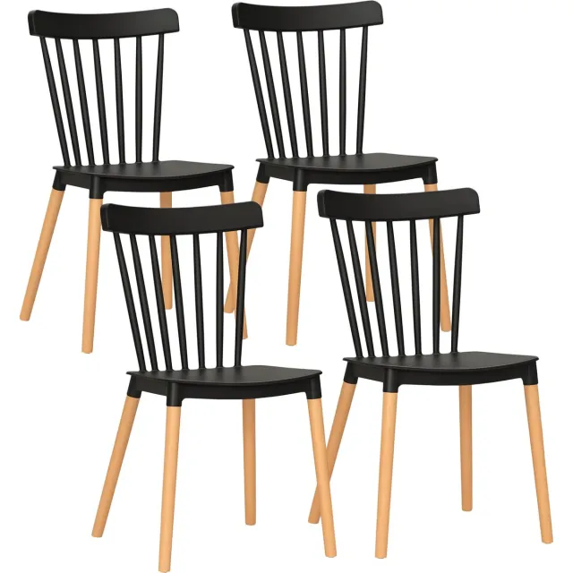Homcom Eetkamerstoel-PP-48x52.5x83cm-Zwart
