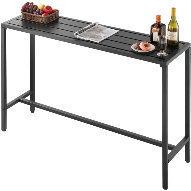 Vevor Buitentafel, 140 X 37,5 cm Bartafel voor Terras, Waterbestendig Blad & Stevig Metalen Frame, Rechthoekige Bartafel Zwart