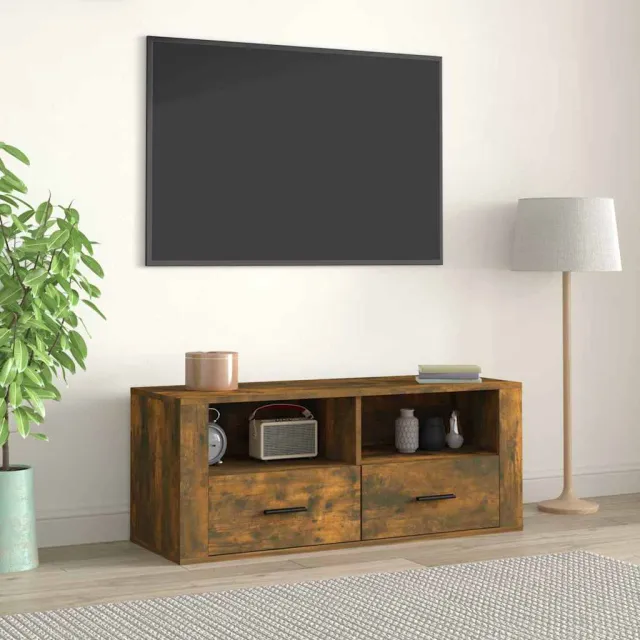 vidaXL Tv-meubel 100x35x40 cm bewerkt hout gerookt eikenkleurig, foto 2