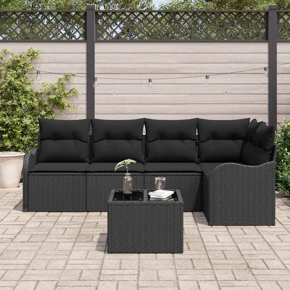 vidaXL Tuin Sofa Set 6 st Zwart poly rattan, foto 3