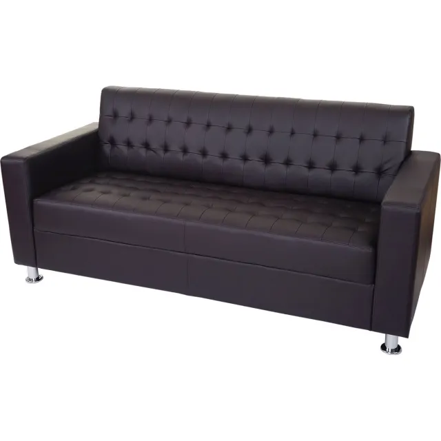 MCW 3-zits bank Kunda, bank loungebank, kunstleer, metalen poten 180cm ~ koffie