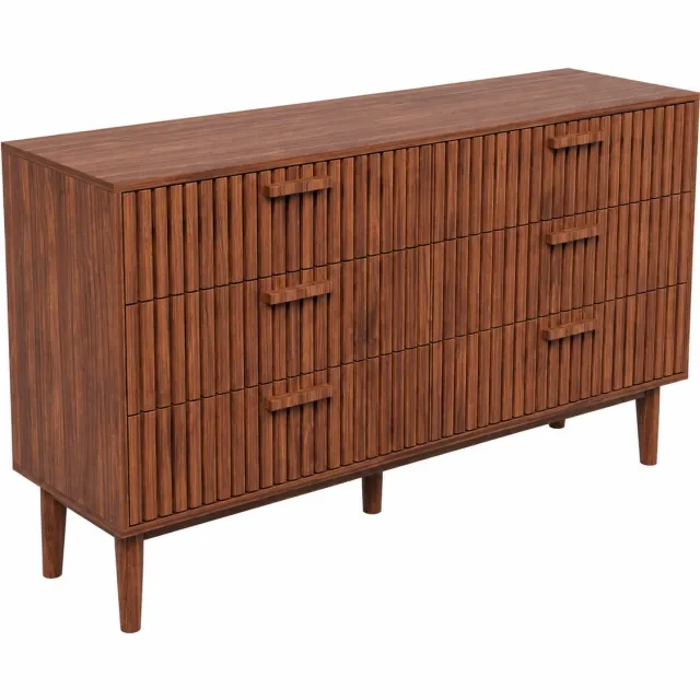 Brandistry Ladekast - Ladekast Met 6 Laden - Houten Woonkamer Opbergkast - Dressoir - Slaapkamer - Hoge Poten - Walnoot Kleur Bruin