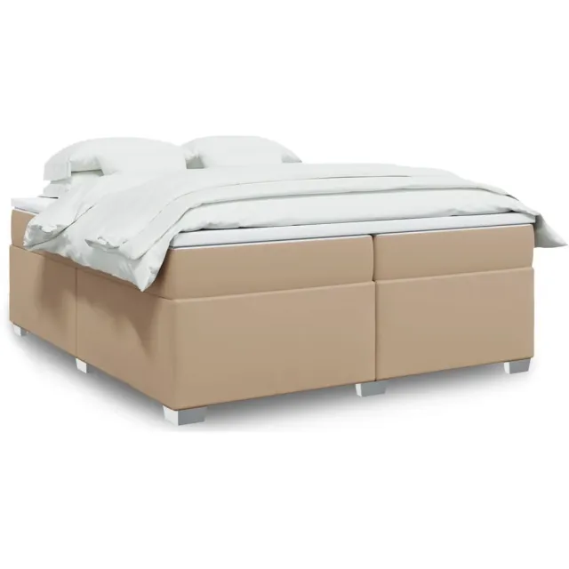 vidaXL Boxspring met matras kunstleer cappuccinokleurig 200x200 cm bruin