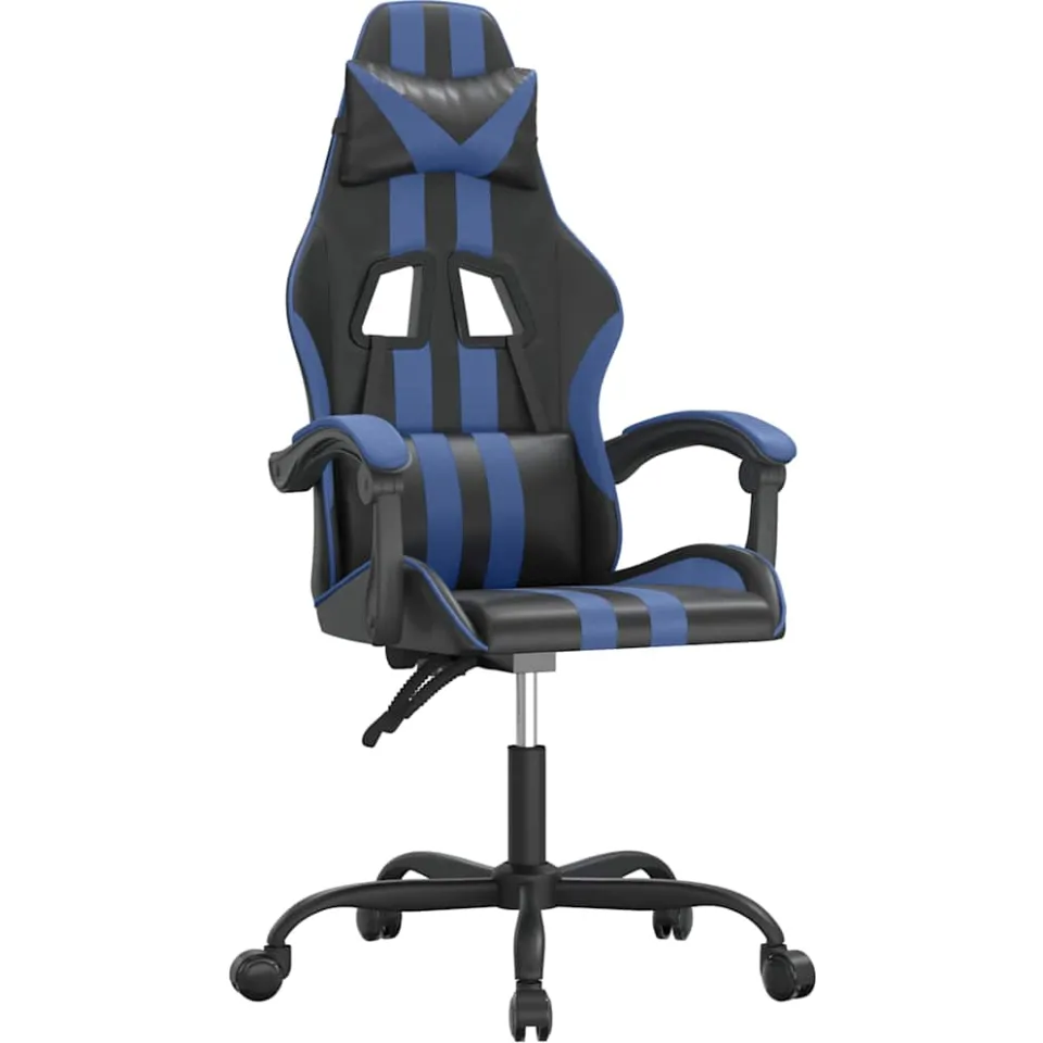 vidaXL Gamestoel draaibaar kunstleer zwart en blauw, foto 3