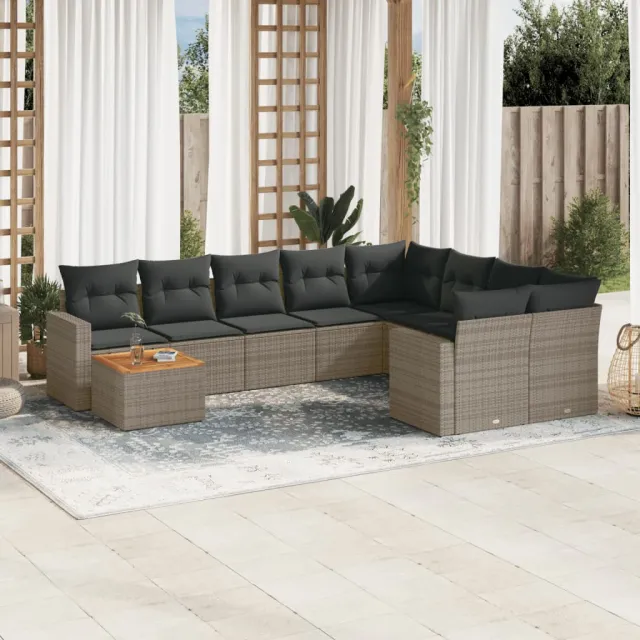 vidaXL Patio Sofa Set 9-zits Grey and Dark Grey, foto 2