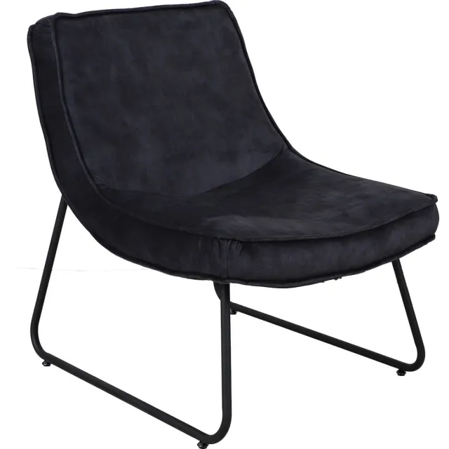 Saphly Relaxstoel Zwart - Velvet, Fauteuil zwart en Armleuningen - Voor Eetkamer, Keuken en Woonkamer