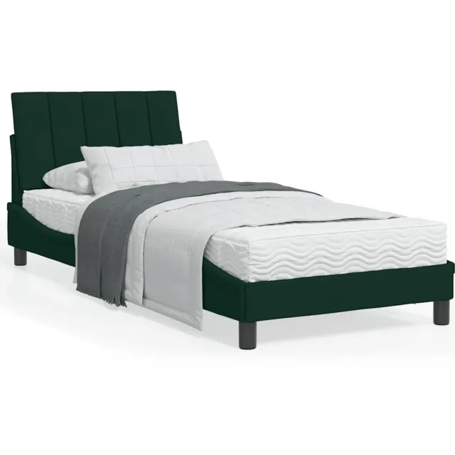 vidaXL Bed met matras "Hanko" fluweel donkergroen 90x200 cm