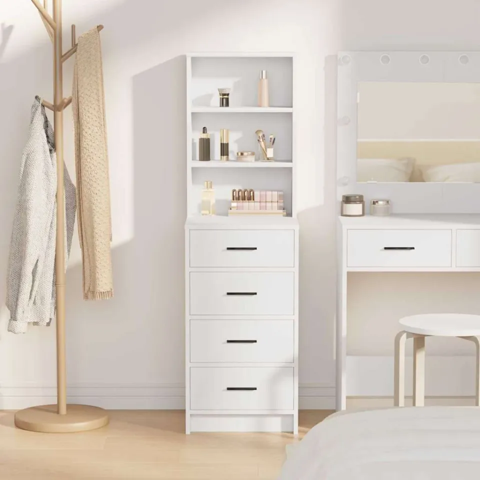 vidaXL Highboard Wit 40 x 41 x 135 cm Bewerkt hout, foto 3