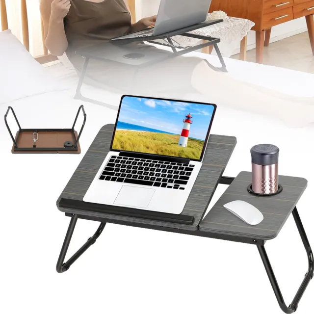 CHOOLY Draagbare, Opklapbare Tafel Met Kantelverstelling En 5 Hoogte-Instellingen - Lichtgewicht Aluminium Poten Van Koolstofstaal Draagvermogen 45 kg - Perfect Voor Thuis, Studentenkamer En Op Reis Zwart