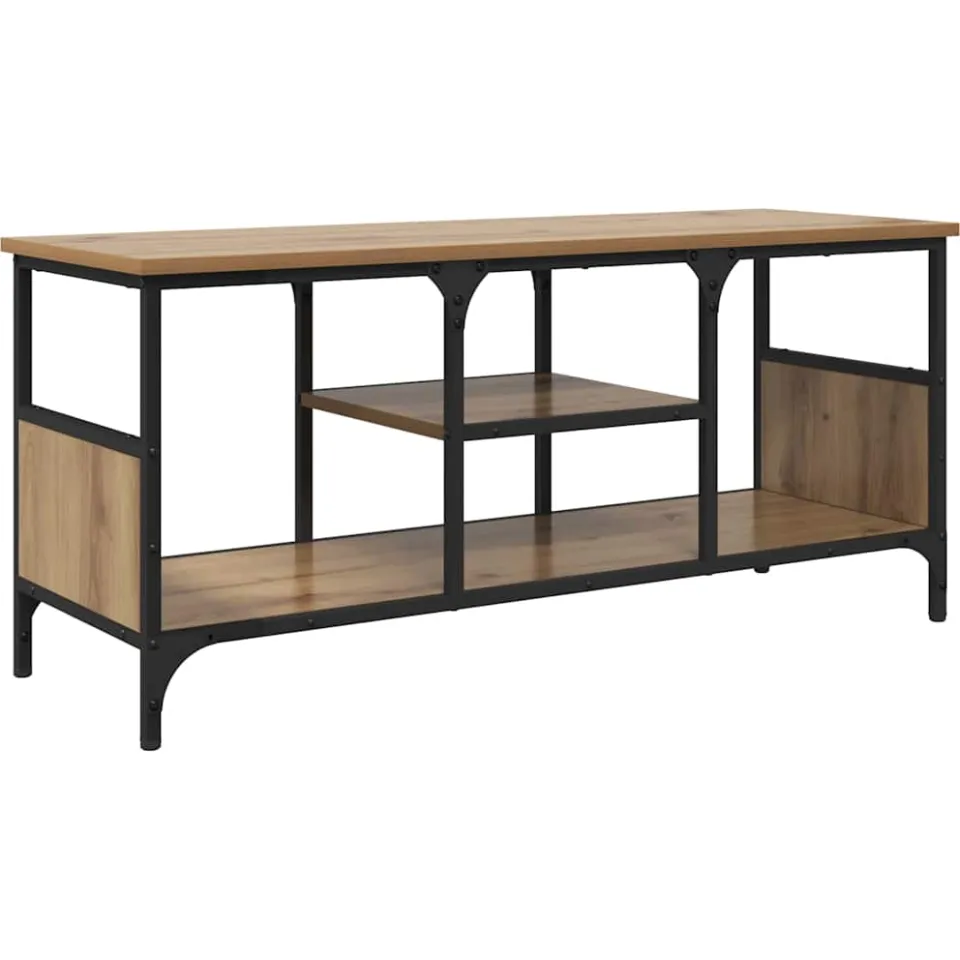 vidaXL TV-kast 100 x 35 x 45 cm Artisan Eiken Gemonteerd hout en ijzer Bruin