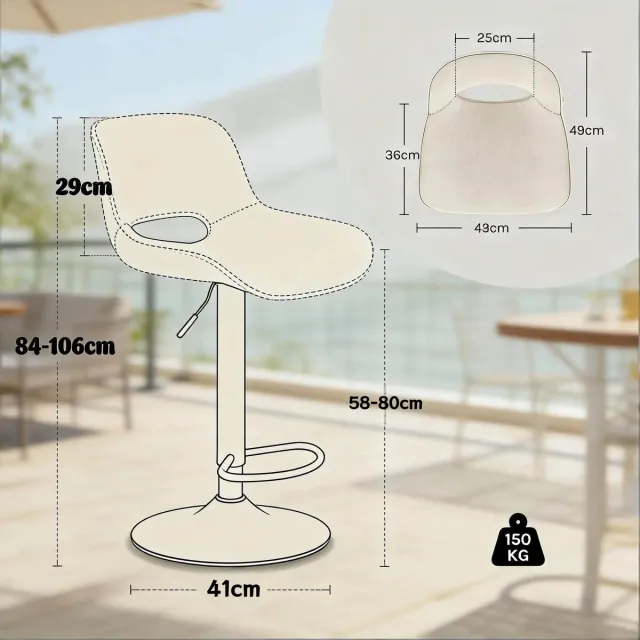 YYchan barkruk - 2-delige set - grijs - 49 x 49 x 106 cm