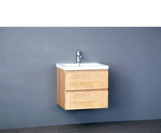 Sanilux Badkamermeubelset Sanilux Wood Keramiek 60x47x50 cm Eikenhout (inclusief 1 kraangat)