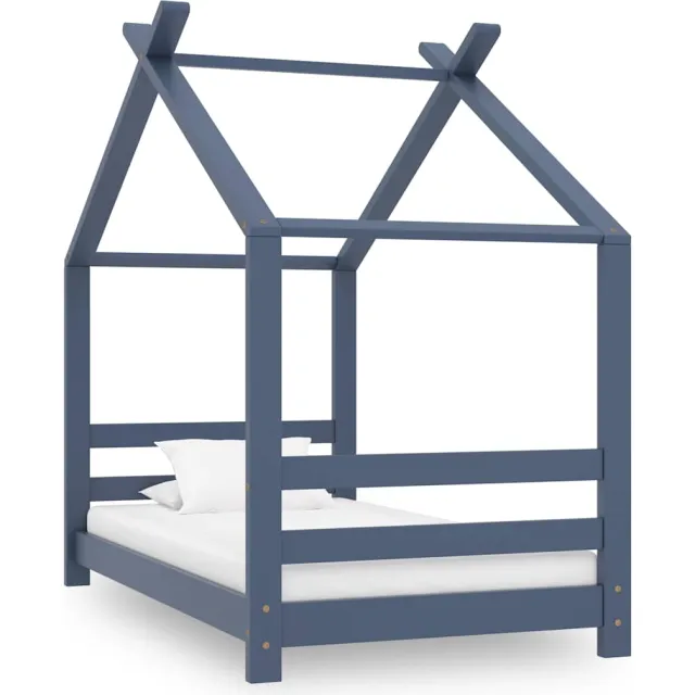 vidaXL Kinderbedframe massief grenenhout grijs 70x140 cm