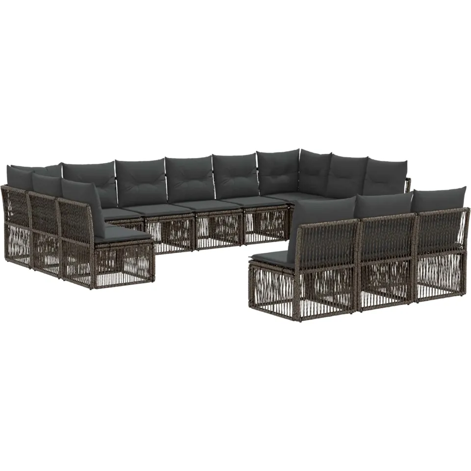 vidaXL Tuinbankenset 13 st Grijs poly rattan, foto 3
