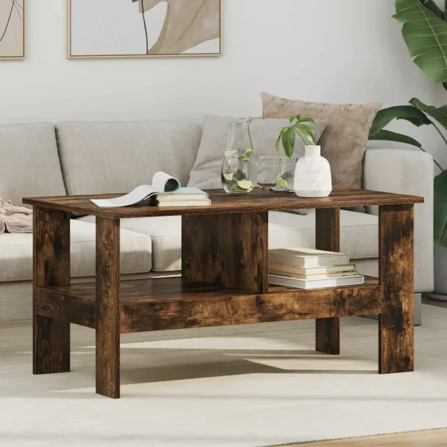 vidaXL Salontafel Gerookt eiken 90 x 50 x 45 cm Bewerkt hout Bruin