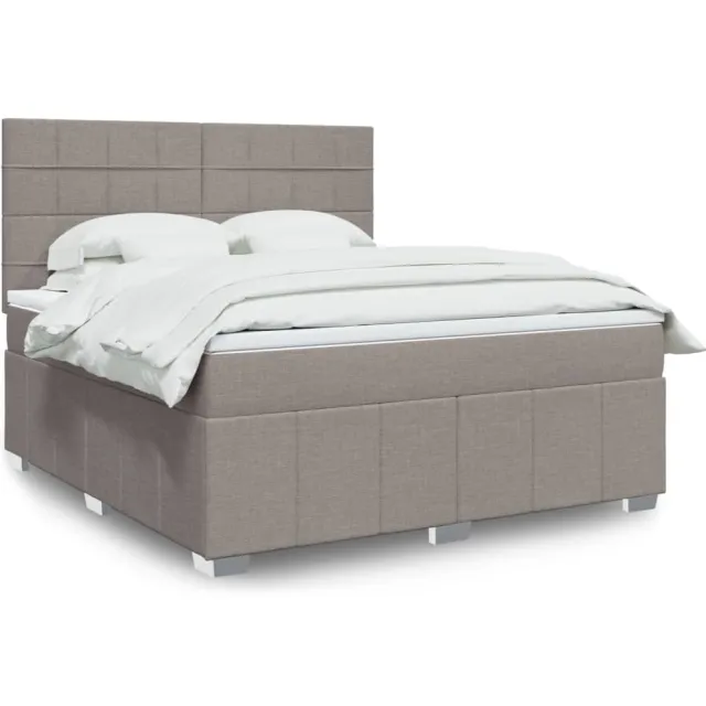 vidaXL Boxspring met matras stof taupe 180x200 cm