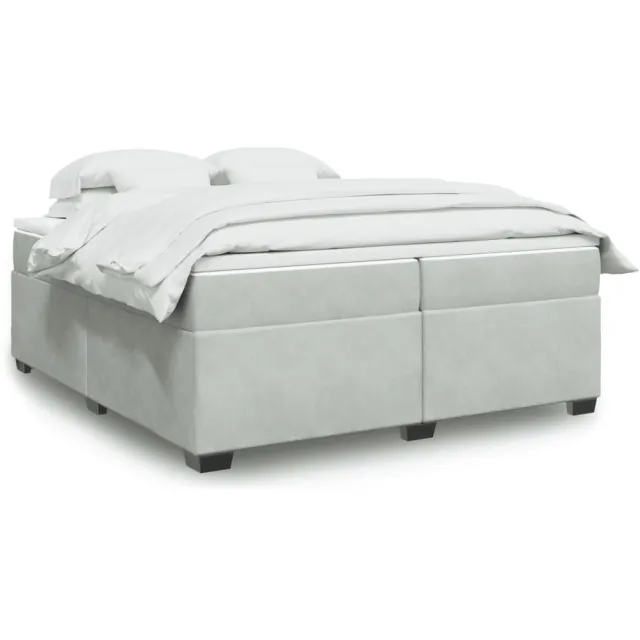 vidaXL Boxspring met matras fluweel lichtgrijs 200x200 cm grijs