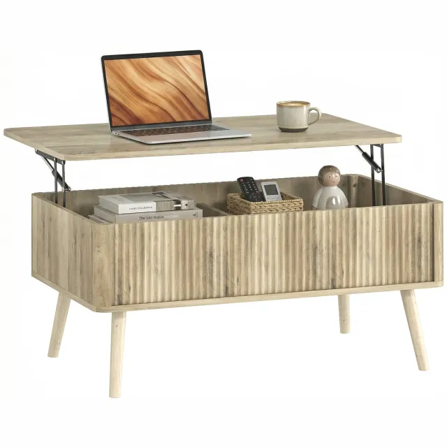 Homcom Salontafel-MDF-91x56x43cm-Eiken Eikenhout