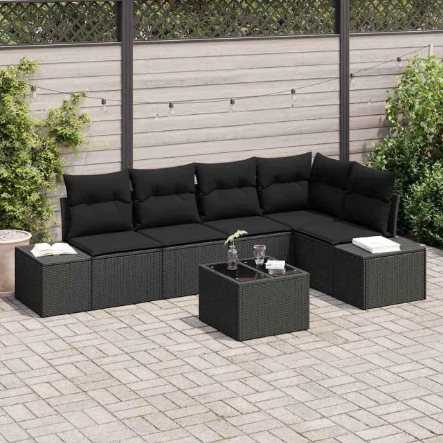 vidaXL Tuinbankenset met opslag Zwart poly rattan, foto 2