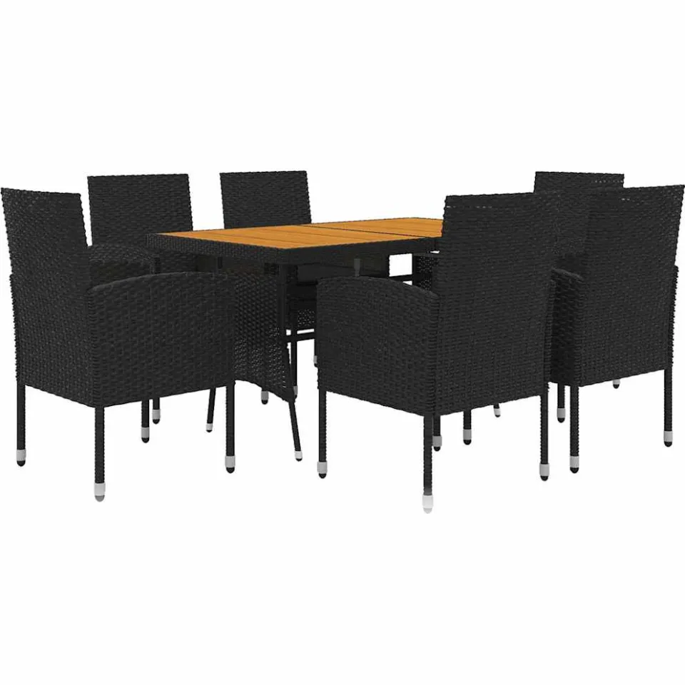 vidaXL 7-delige Tuinset poly rattan zwart, foto 3