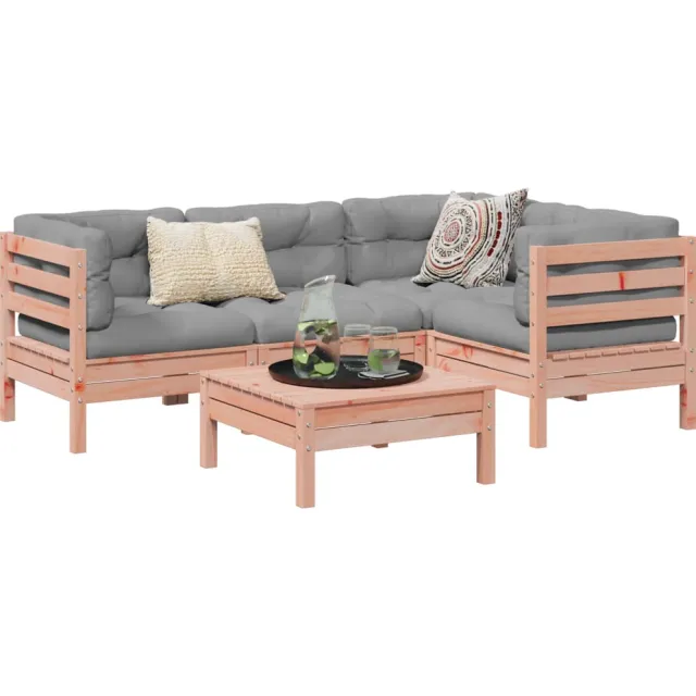 vidaXL 5-delige Loungeset met kussens massief douglas vurenhout Bruin