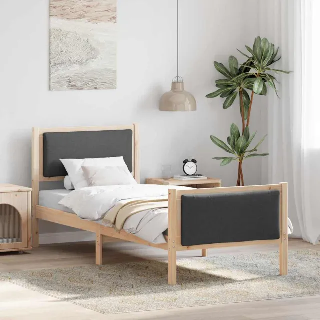 vidaXL Bedframe met hoofdeinde Donkergrijs 80 x 200 cm Stof Bruin