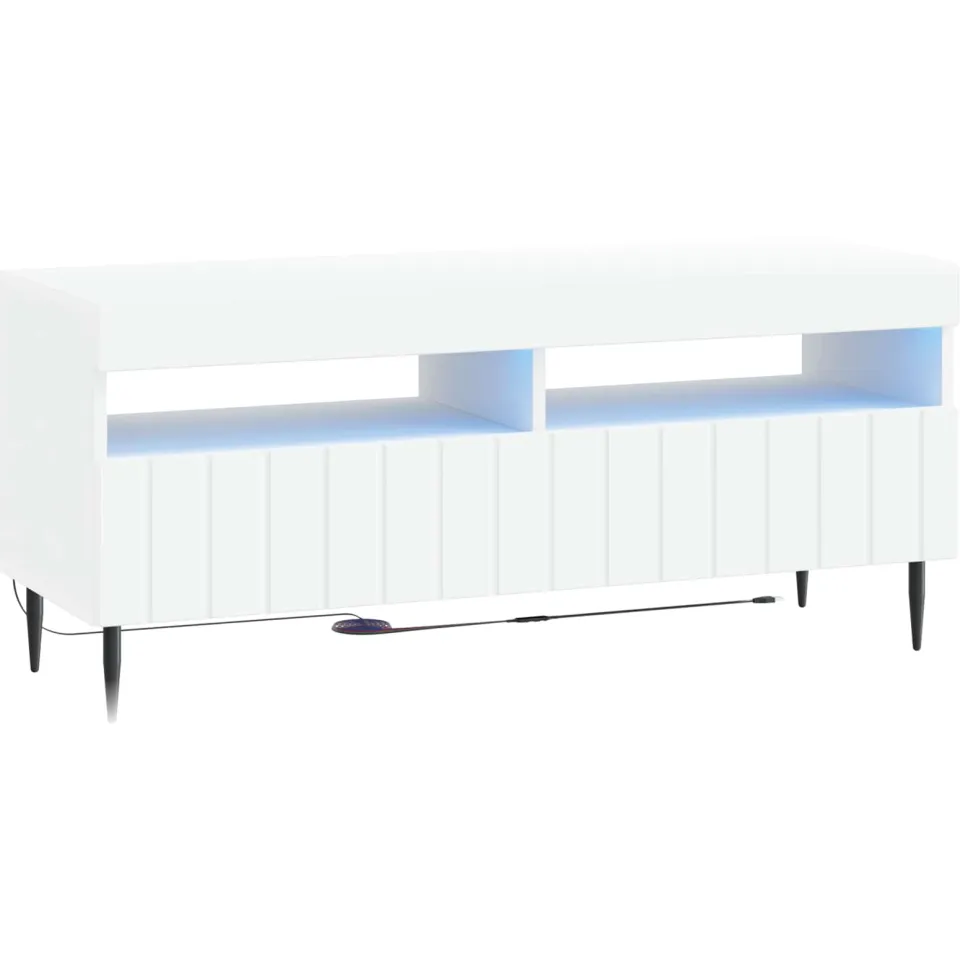 vidaXL LED tv-meubel ZWOLLE 100 x 35 x 43 cm Wit Bewerkt hout