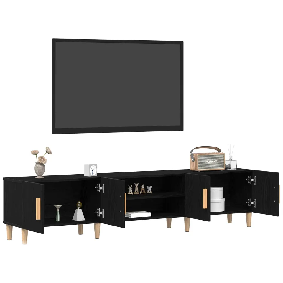 vidaXL TV-kast 180 x 31,5 x 40 cm Zwart Eiken Bewerkt hout