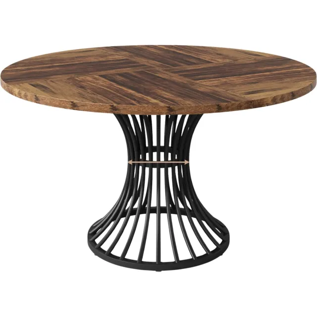 Happiq Eettafel Velano - Rond 120cm - Keukentafel Geschikt voor 4 Personen - Voor Keuken of Eetkamer Bruin