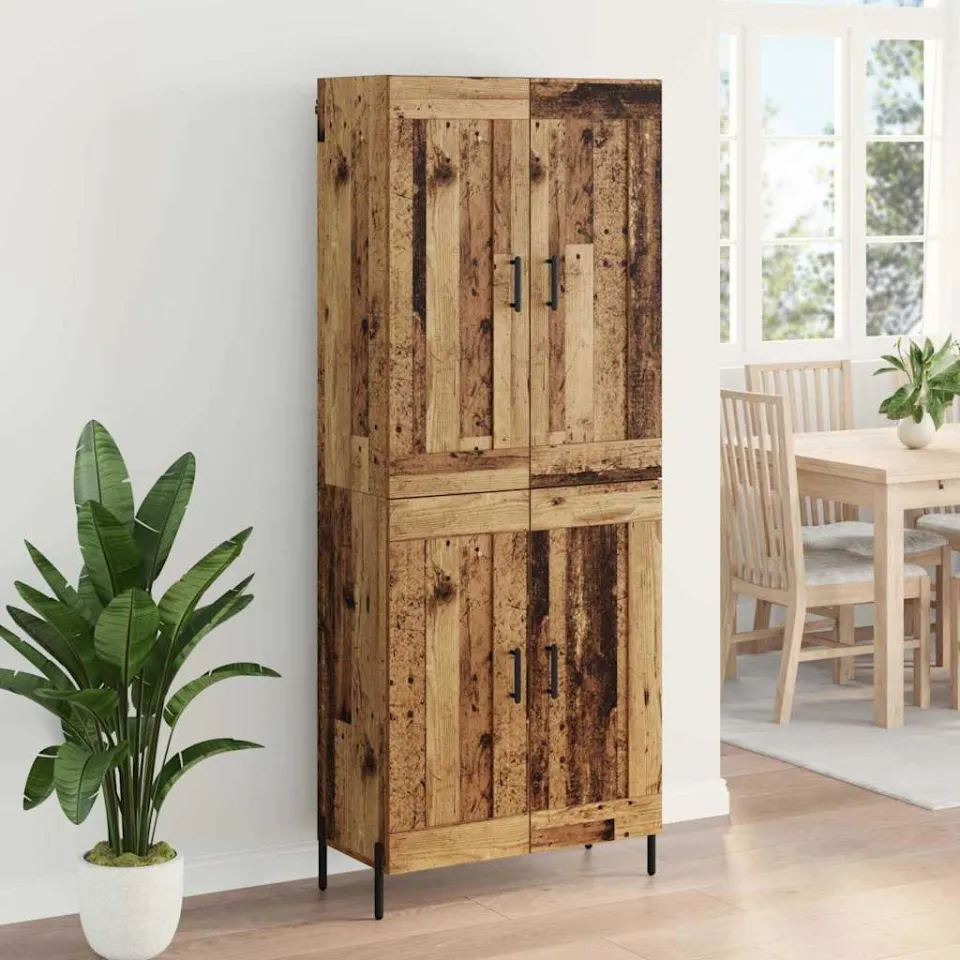 vidaXL Hoge kast 2 st Oud Hout 69,5 x 34 x 180 cm Bewerkt hout bruin, foto 3