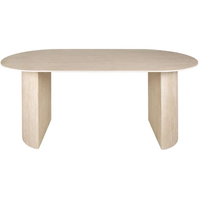 Nest of Nora Eettafel Nino - Ovaal 180 cm - Keramiek travertin eetkamertafel Gebroken wit