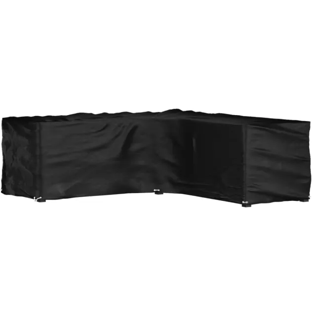 vidaXL Tuinmeubelhoezen met 16 oogjes L-vormig 285x285x90 cm Zwart