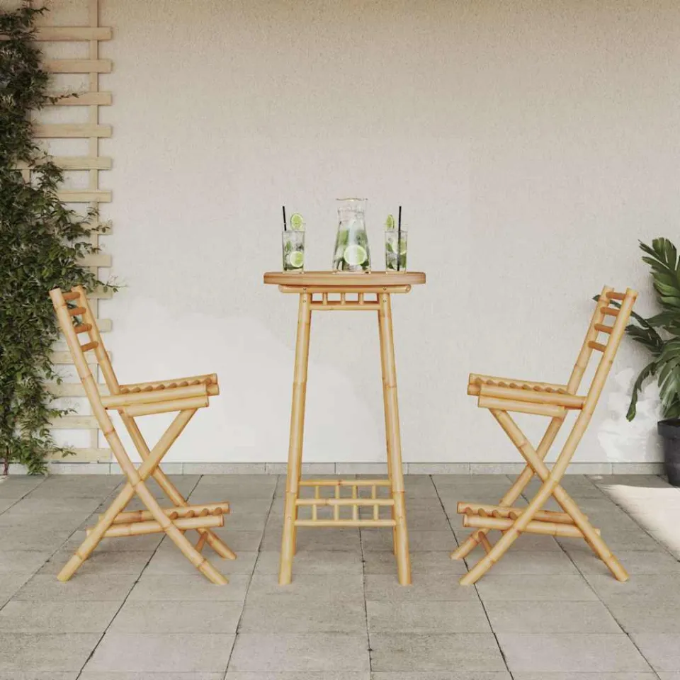 vidaXL 3-delige Barset voor buiten opvouwbaar bamboe bruin, foto 2
