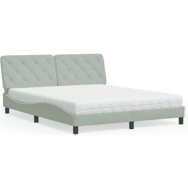 vidaXL Bed met matras fluweel lichtgrijs 160x200 cm
