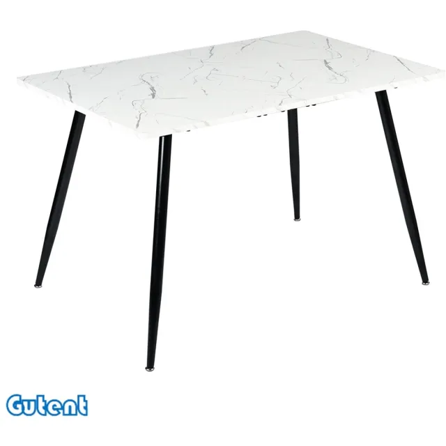 Gutent Eettafel-MDF-materiaal-Marmerlook-Rechthoekig-Wit-120x75cm