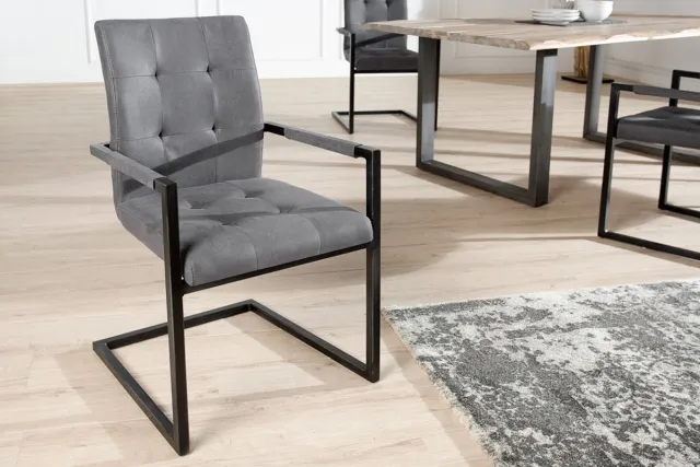 Invicta Interior Design sledestoel OXFORD vintage grijs met armleuning ijzeren frame - 36960 Zie omschrijving